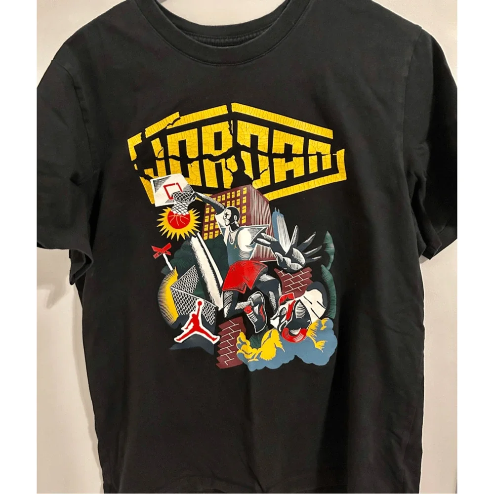 Nike Jordan Playground Dunk Shattered Logo T-Shirt Black Men's size L